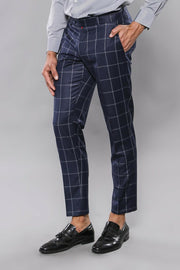 Plaid Navy Blue Trousers | Wessi 28, 3-piece-suit, 30, Blue, Casual, Checked, Daily, Modern Fit, Navy, navy-blue, Patterned, Plaid, Slim Fit, Trouser, Trousers TrouserTrousers - wessi