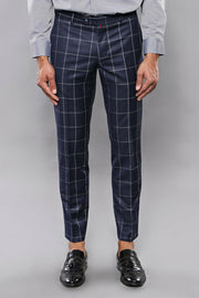 Plaid Navy Blue Trousers | Wessi 28, 3-piece-suit, 30, Blue, Casual, Checked, Daily, Modern Fit, Navy, navy-blue, Patterned, Plaid, Slim Fit, Trouser, Trousers TrouserTrousers - wessi