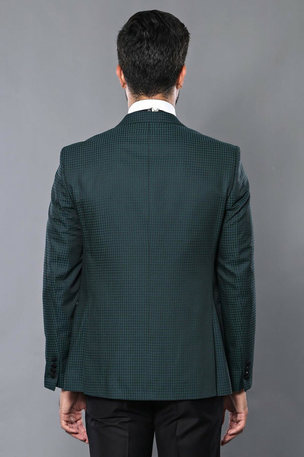 Plaid Patterned Green Tuxedo | Wessi 3-piece-suit, 34, 36, 38, 40, 42, 44, 46, Modern Fit, Party, Peak, Peak Lapel, Slim Fit, Slim Fit Suit, Suit, Wedding SuitSlim Fit Suit - wessi