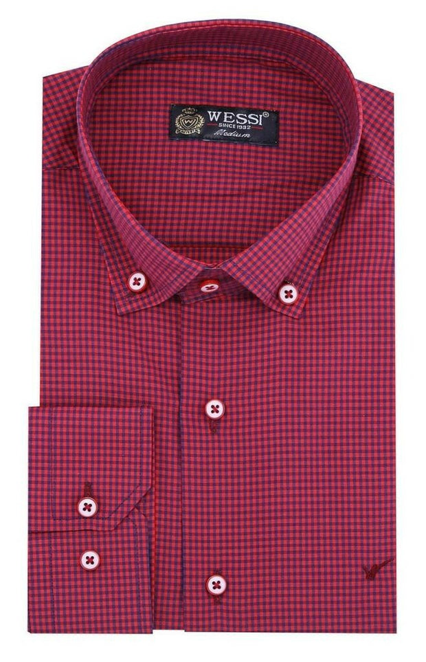 Plaid Red Slim Fit Shirt 3-piece-suit, Casual, Daily, Floral Shirt, Italian, Modern Fit, Plaid, red, Shirt, Slim Fit, Sport ShirtFloral Shirt - wessi