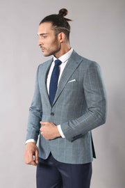 Single Button Plaid Green Blazer 3-piece-suit, 36, 40, 42, 44, 46, Men's Blazers, Modern Fit, Slim Fit, Slim Fit Blazers OutletBlazer - wessi