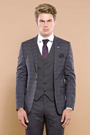 Plaid Slim Fit Vested Men's Suit | Wessi 3-piece-suit, 38, 40, 46, mens-suit_obsolete, Modern Fit, Peak, Peak Lapel, Plaid Suit, Slim Fit, Suit SuitPlaid Suit - wessi