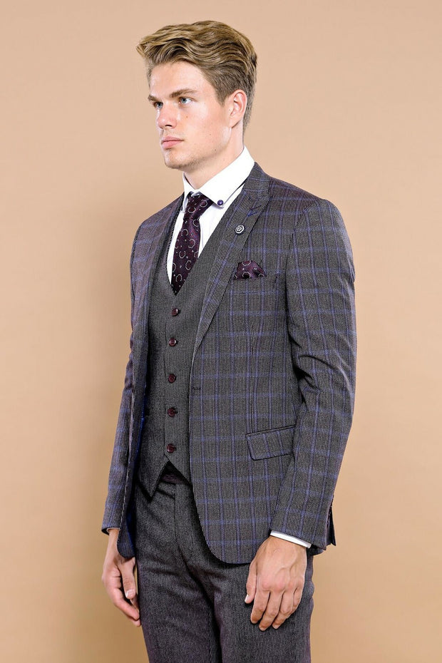 Plaid Slim Fit Vested Men's Suit | Wessi 3-piece-suit, 38, 40, 46, mens-suit_obsolete, Modern Fit, Peak, Peak Lapel, Plaid Suit, Slim Fit, Suit SuitPlaid Suit - wessi