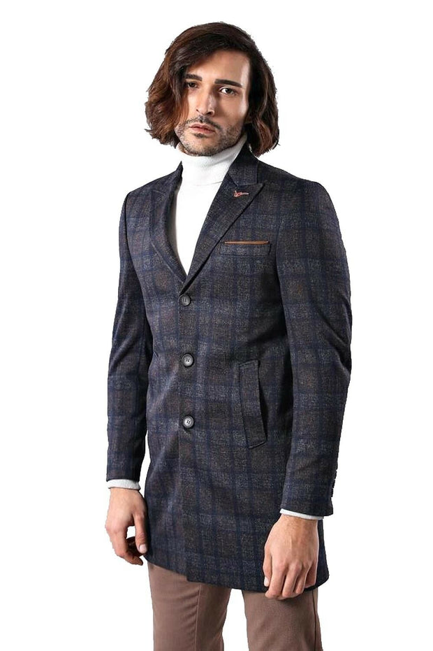 Plaid Smoked Over Knee Topcoat 3-piece-suit, 34, 36, 38, 42, 44, 46, 6 Drop, Checked, Italian Suit, Long Coat, Modern Fit, Outwear, Peacoat, Plaid, Slim Fit, Slim Fit Suit, Slimfit OutwearPea