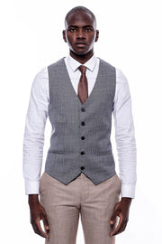 Plaid Vested Beige Suit $150 - $200, 3-piece-suit, 36, 38, 40, 42, 44, 46, 48, 6 Drop, Beige, Brown, Casual, Checked, Combined, Combined Suit, Daily, Grey, Italian, Italian Suit, Light Brown,