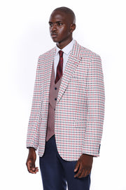 Plaid Vested Burgundy Suit 36, 38, 40, 42, 44, 46, 48, Brown, Burgundy, Burgundy Suit, Combined, Combined Suit, Minimal-plaid, Peak, Peak Lapel, Suit SuitBurgundy Suit - wessi