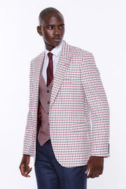 Plaid Vested Burgundy Suit 36, 38, 40, 42, 44, 46, 48, Brown, Burgundy, Burgundy Suit, Combined, Combined Suit, Minimal-plaid, Peak, Peak Lapel, Suit SuitBurgundy Suit - wessi