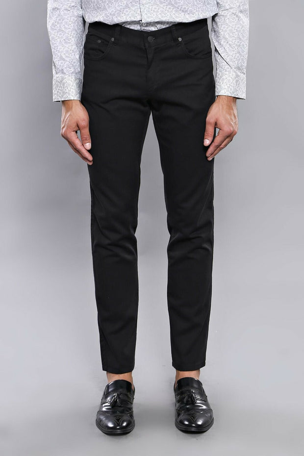 Plain Black Trousers | Wessi 28, 3-piece-suit, 30, 32, 34, 38, Basic, Black, Casual, Daily, Modern Fit, Office, Plain, Slim Fit, Slim Fit Trousers, Trouser TrouserSlim Fit Trousers - wessi