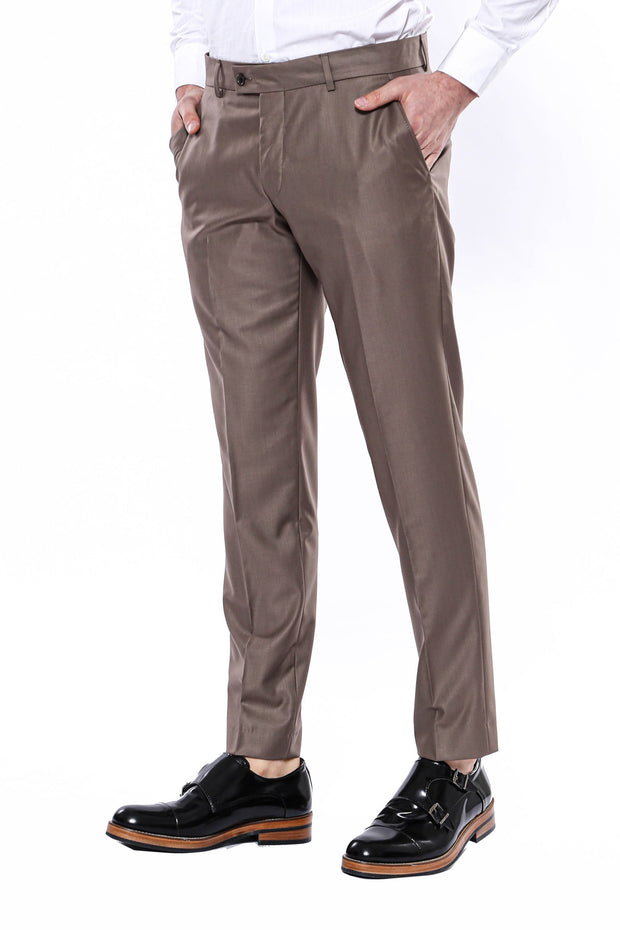 Plain Brown Trousers 3-piece-suit, 30, 32, 34, Basic, Brown, Essentials, Modern Fit, Office, Plain, Slim Fit, tan, Trouser, Trousers TrouserTrousers - wessi