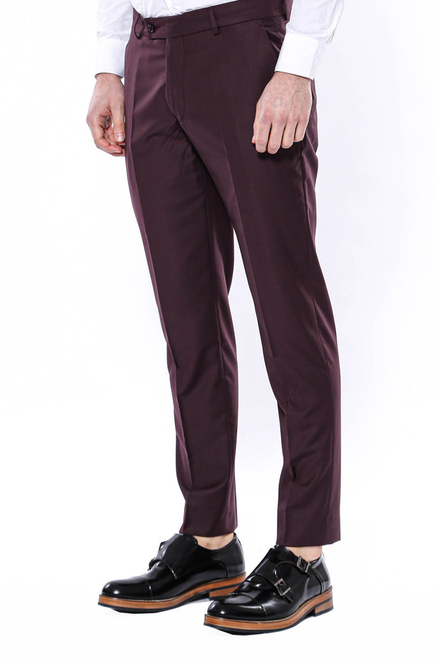 Plain Burgundy Trousers 28, 3-piece-suit, 32, 34, 36, 38, 40, Basic, Essentials, Modern Fit, Office, Plain, Slim Fit, Trouser, Trousers TrouserTrousers - wessi