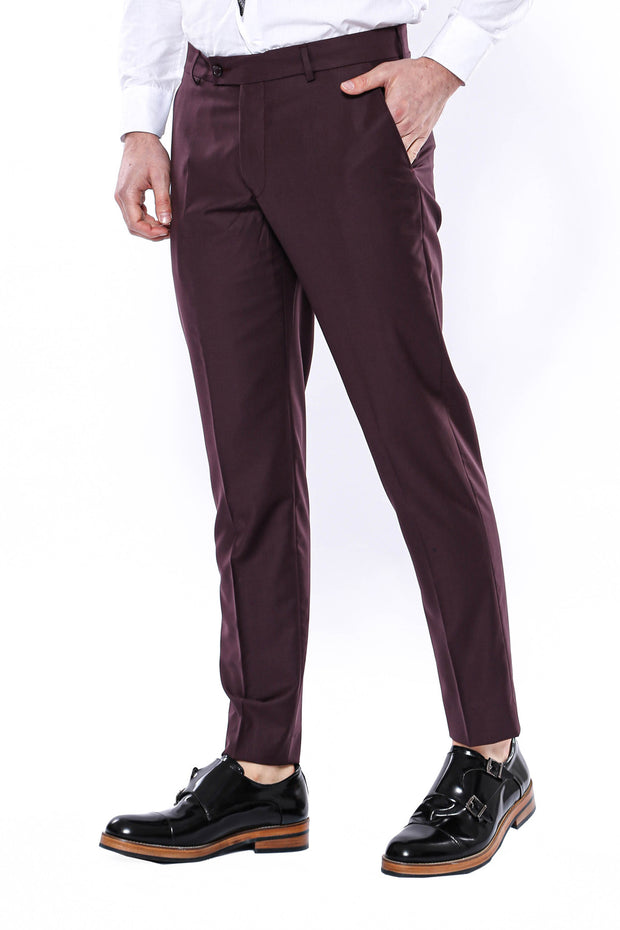 Plain Burgundy Trousers 28, 3-piece-suit, 32, 34, 36, 38, 40, Basic, Essentials, Modern Fit, Office, Plain, Slim Fit, Trouser, Trousers TrouserTrousers - wessi