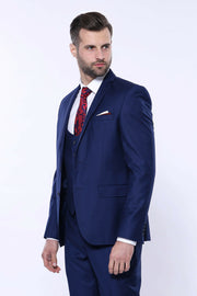 Plain Navy Blue Vested Suit $100 - $150, 3-piece-suit, 34, 36, 38, 40, 42, 44, 46, 6 Drop, Basic, Blue, Daily, Essentials, Italian, Italian Suit, Modern Fit, Navy, Navy Blue Suit, navy-blue, 