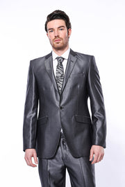 Plain Shiny Dark Grey 2-Piece Suit 3-piece-suit, 34, 36, 38, 40, 42, 44, 6 Drop, Italian, Modern Fit, Notch, Party, Plain, Shiny, Slim Fit, Slim Fit Suit, Suit OutletSuit - wessi