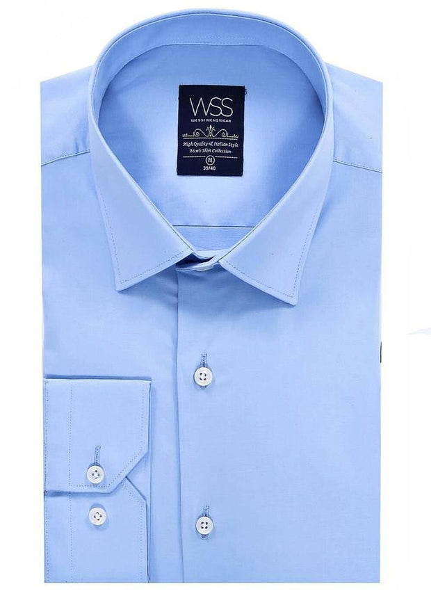 Plain Soft Blue Men's Shirt | Wessi 3-piece-suit, Basic, Casual, Daily, Essentials, Italian, Modern Fit, Office, Plain, Shirt, Slim Fit, Slim Fit Shirt, Sport ShirtSlim Fit Shirt - wessi