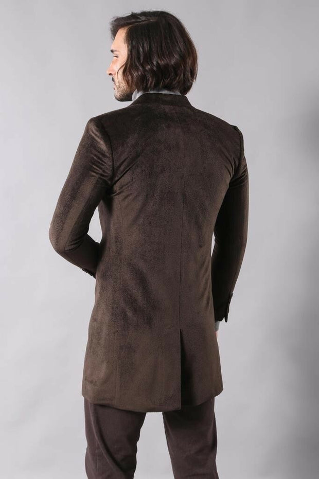 Pointed Collar Over Coat Brown Coat 3-piece-suit, 34, 36, 38, 40, 42, 44, 46, 48, Coat, Kaban, Modern Fit, Outwear, Slim Fit OutwearCoatKaban - wessi