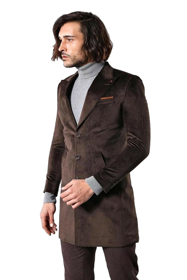 Pointed Collar Over Coat Brown Coat 3-piece-suit, 34, 36, 38, 40, 42, 44, 46, 48, Coat, Kaban, Modern Fit, Outwear, Slim Fit OutwearCoatKaban - wessi