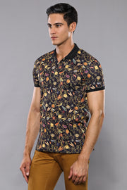 Polo Floral Patterned Brown T-Shirt 3-piece-suit, Daily, Floral, Knit, L, M, Modern Fit, Patterned, Polo, Polo T-Shirt, S, Slim Fit, T-Shirt, XL OutletT-shirt - wessi