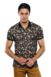 Polo Floral Patterned Brown T-Shirt 3-piece-suit, Daily, Floral, Knit, L, M, Modern Fit, Patterned, Polo, Polo T-Shirt, S, Slim Fit, T-Shirt, XL OutletT-shirt - wessi