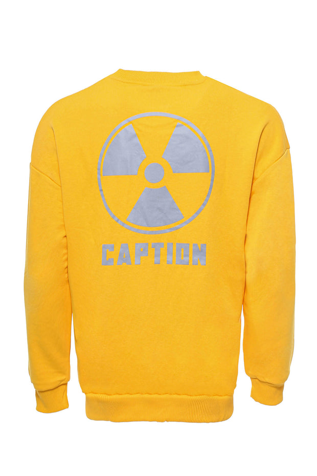 Printed Circle Neck Yellow Men's Sweatshirt Crew Neck, Daily, Modern Fit, Printed, Slim Fit, Sport, Sport Clothing, Sweatshirt, yellow Sport ClothingSweatshirt - wessi