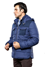 Puffer Navy Blue Coat 3-piece-suit, 36, 38, 40, 42, 44, 46, Blue, Hooded, Jackets, Modern Fit, Navy, Navy Blue, Outwear, Puffer Coats, Quilted, Slim Fit, Zippered OutletCoat - wessi