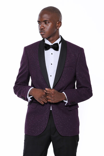 Purple Shawl Lapel Tuxedo Jacket 3-piece-suit, 36, 38, 40, 42, 44, 46, 48, 50, 6 Drop, Italian Suit, Men's Blazers, Modern Fit, Party, Patterned, purple, Shawl, Slim Fit, Slim Fit Blazers, Sl