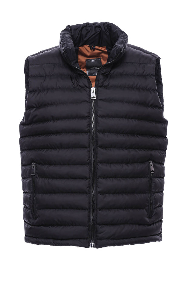 Quilted Puffer Black Vest $50 - $100, 36, 38, 40, 42, 44, 46, 6 Drop, Black, Casual, Coat, Daily, Modern Fit, Outwear, Quilted, Slim Fit, Slimfit, Vest, Zippered OutwearCoatKaban - wessi