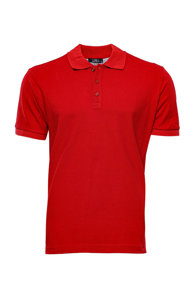 Red Oxford Polo Collar T-shirt 3-piece-suit, Basic, Casual, Daily, Essentials, Knit, Modern Fit, Oxford, Polo, Polo T-Shirt, red, Slim Fit, T-Shirt T-ShirtPolo T-Shirt - wessi