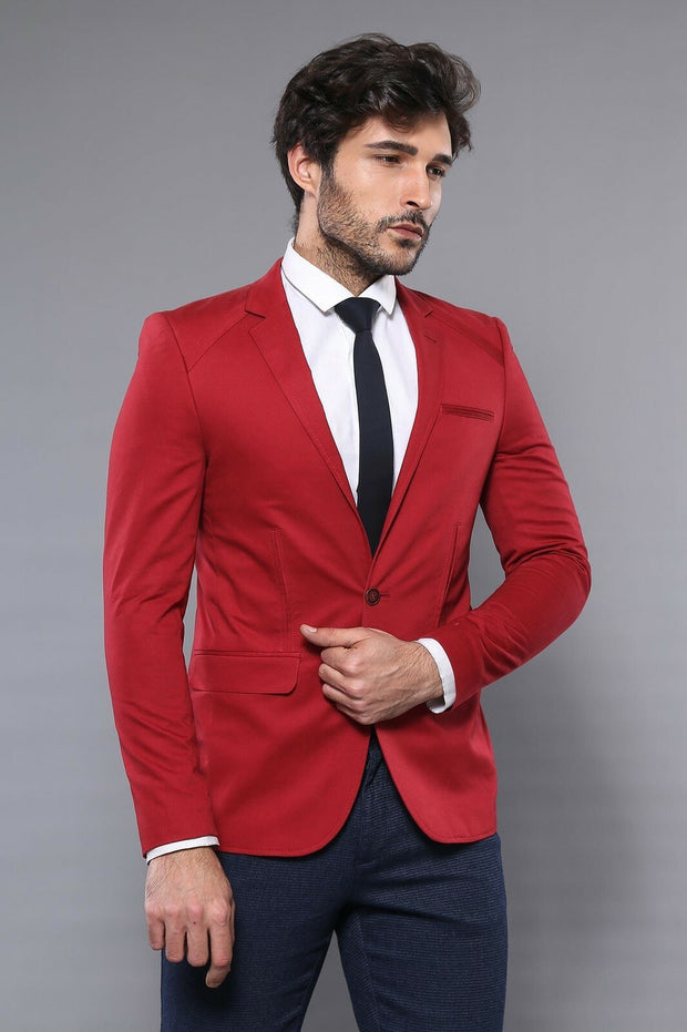 Red Slim Fit Blazer | Wessi 3-piece-suit, 42, 6 Drop, Basic, Essentials, Italian Suit, Men's Blazers, Modern Fit, Notch, Notch Lapel, Plain, red, Slim Fit, Slim Fit Blazers, Slim Fit Suit, Sl