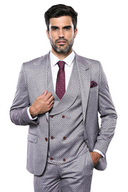 Self-Patterned Light Burgundy Suit | Wessi $100 - $150, $150 - $200, 3-piece-suit, 36, 38, 40, 42, 48, 6 Drop, Daily, Italian, Italian Suit, mens-suit, mens-suit_obsolete, Modern Fit, Pattern