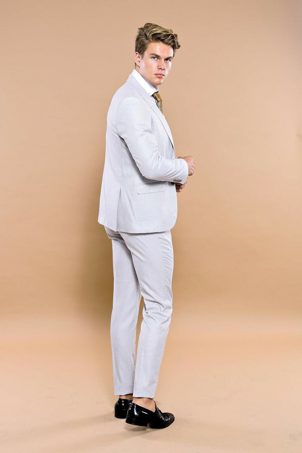 Self Patterned Light Grey Vested Suit | Wessi $100 - $150, $150 - $200, 3-piece-suit, 36, 40, 42, 44, 46, Blue, Daily, Double Breasted, mens-suit, mens-suit_obsolete, Modern Fit, Office, Patt