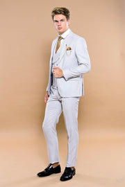 Self Patterned Light Grey Vested Suit | Wessi $100 - $150, $150 - $200, 3-piece-suit, 36, 40, 42, 44, 46, Blue, Daily, Double Breasted, mens-suit, mens-suit_obsolete, Modern Fit, Office, Patt