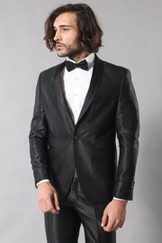 Shawl Collar Black Mens Tuxedo | Wessi 3-piece-suit, 42, Black, mens-suit, mens-suit_obsolete, Modern Fit, Party, Shawl, Slim Fit, Slim Fit Suit, Suit, Wedding OutletTuxedo - wessi