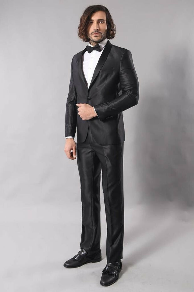 Shawl Collar Black Mens Tuxedo | Wessi 3-piece-suit, 42, Black, mens-suit, mens-suit_obsolete, Modern Fit, Party, Shawl, Slim Fit, Slim Fit Suit, Suit, Wedding OutletTuxedo - wessi