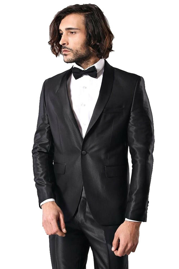 Shawl Collar Black Mens Tuxedo | Wessi 3-piece-suit, 42, Black, mens-suit, mens-suit_obsolete, Modern Fit, Party, Shawl, Slim Fit, Slim Fit Suit, Suit, Wedding OutletTuxedo - wessi