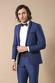 Shawl Lapel Navy Tuxedo Suit | Wessi $50 - $100, 3-piece-suit, 34, 38, 40, 6 Drop, Blue, Italian, Italian Suit, Modern Fit, Navy, Navy Blue, Navy Blue Suit, Party, Plain, Shawl, Slim Fit, Sli