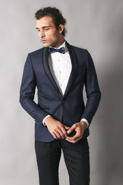 Shawl Lapel Patterned Slim-Fit Tuxedo Suit $50 - $100, 3-piece-suit, 34, 36, 38, 40, Blue, Modern Fit, Navy, Navy Blue Suit, navy-blue, Party, Patterned, Shawl, Shawl Collar Tuxedo, Slim Fit,