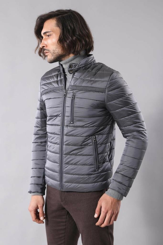 Shiney Grey Down Jacket 3-piece-suit, 34, 36, 38, 40, 42, 44, Jackets, Modern Fit, Outwear, Puffer Coats, Slim Fit, Zippered OutwearJacketsPuffer Coats - wessi