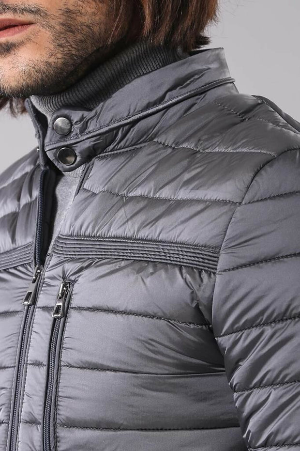 Shiney Grey Down Jacket 3-piece-suit, 34, 36, 38, 40, 42, 44, Jackets, Modern Fit, Outwear, Puffer Coats, Slim Fit, Zippered OutwearJacketsPuffer Coats - wessi