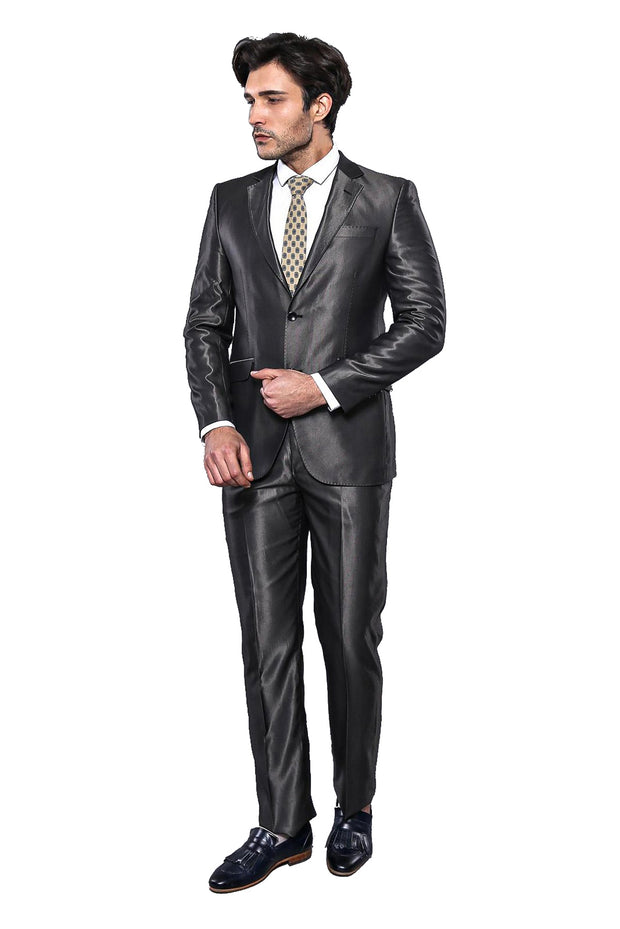 Shiny Fume Suit | Wessi 3-piece-suit, 34, 36, 42, 44, 46, Modern Fit, Peak, Peak Lapel, Slim Fit, Slim Fit Suit, Suit SuitSlim Fit Suit - wessi