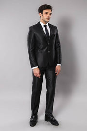 Shiny Black Suit 3-piece-suit, 34, 36, 38, 40, Black, mens-suit, mens-suit_obsolete, Modern Fit, Slim Fit, Slim Fit Suit, Suit SuitSlim Fit Suit - wessi