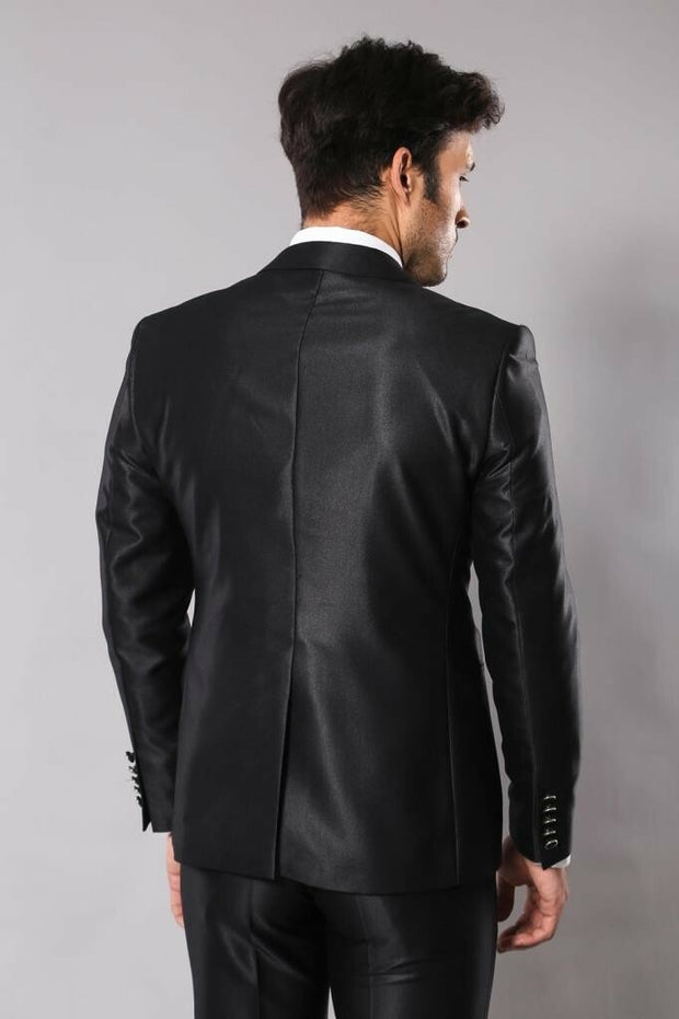 Shiny Black Suit 3-piece-suit, 34, 36, 38, 40, Black, mens-suit, mens-suit_obsolete, Modern Fit, Slim Fit, Slim Fit Suit, Suit SuitSlim Fit Suit - wessi