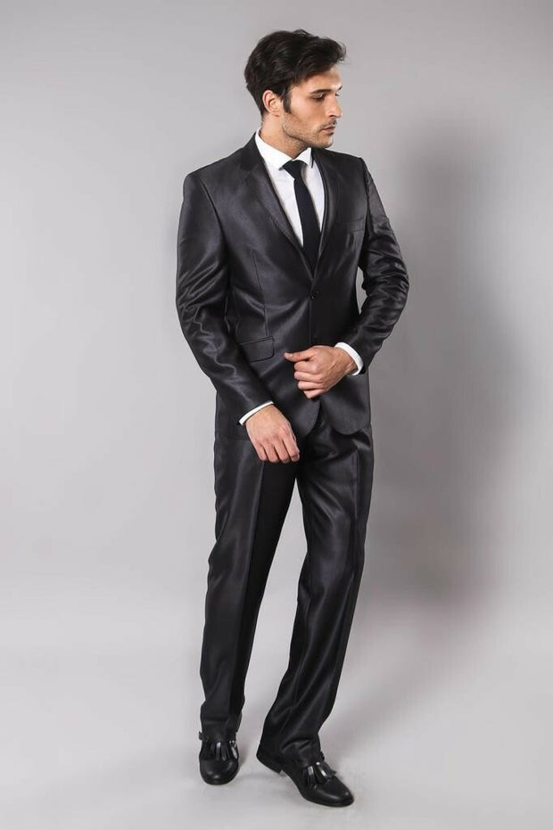 Shiny Smoked Men's Suit | Wessi 3-piece-suit, 34, 36, 38, 42, 44, Italian Suit, mens-suit_obsolete, Notch, Suit OutletSuit - wessi