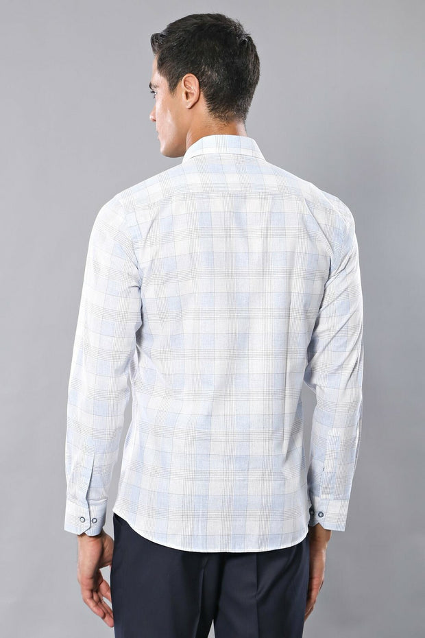 Slim Fit Checked Ice Blue Shirt 3-piece-suit, Casual, Casual Shirt, Checked, Daily, Italian, Modern Fit, Office, Plaid, Shirt, Slim Fit ShirtCasual Shirt - wessi