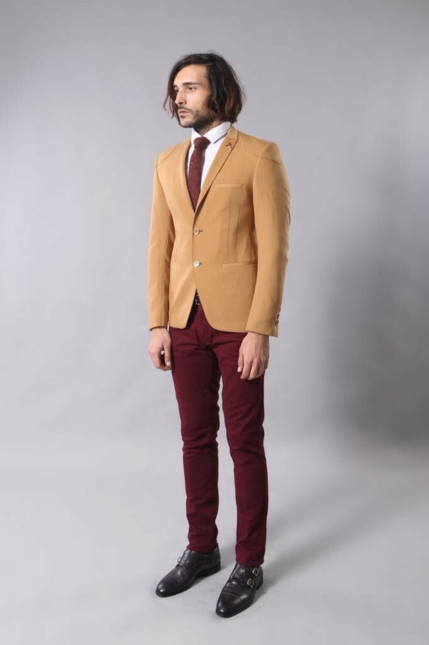 Slim Fit Cotton Beige Blazer 3-piece-suit, 44, 46, Brown, Men's Blazers, Modern Fit, Notch, Slim Fit, Slim Fit Blazers OutletBlazer - wessi