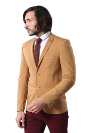 Slim Fit Cotton Beige Blazer 3-piece-suit, 44, 46, Brown, Men's Blazers, Modern Fit, Notch, Slim Fit, Slim Fit Blazers OutletBlazer - wessi