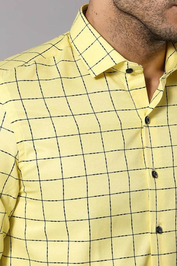 Slim Fit Plaid Yellow Shirt 3-piece-suit, Casual, Casual Shirt, Daily, Italian, M, Modern Fit, Plaid, S, Shirt, Slim Fit, Sport, XL, yellow OutletT-shirt - wessi