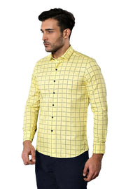 Slim Fit Plaid Yellow Shirt 3-piece-suit, Casual, Casual Shirt, Daily, Italian, M, Modern Fit, Plaid, S, Shirt, Slim Fit, Sport, XL, yellow OutletT-shirt - wessi