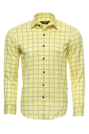 Slim Fit Plaid Yellow Shirt 3-piece-suit, Casual, Casual Shirt, Daily, Italian, M, Modern Fit, Plaid, S, Shirt, Slim Fit, Sport, XL, yellow OutletT-shirt - wessi