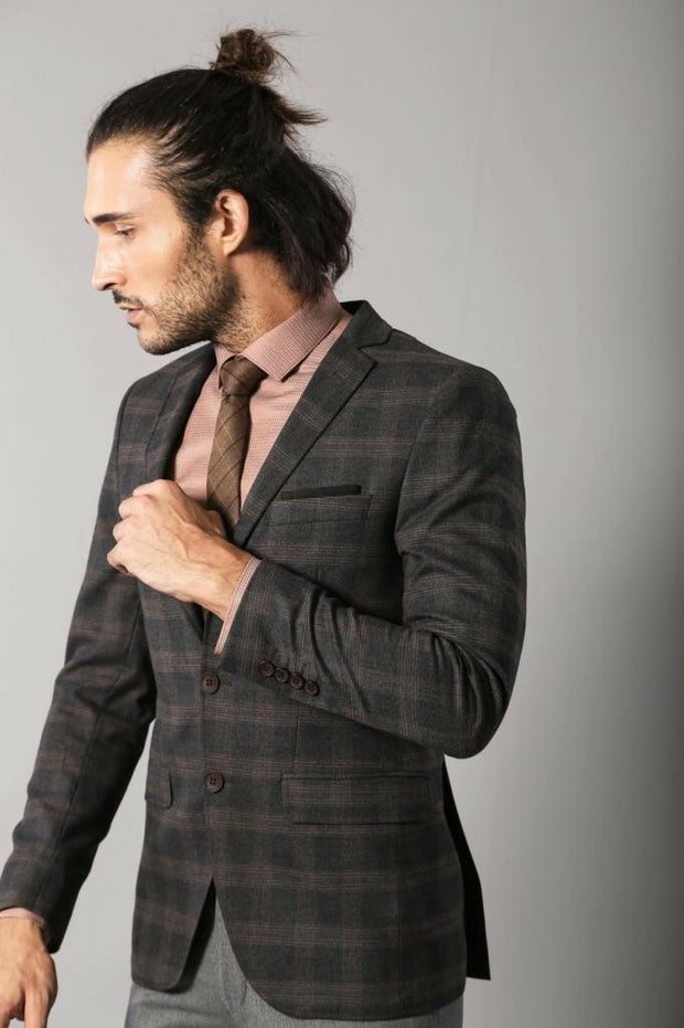 Slimfit Plaid Wool Blazer | Wessi $50 - $100, 3-piece-suit, 34, 4 Drop, Casual, Checked, Daily, Italian, Men's Blazers, Modern Fit, Office, Plaid, Regular, Slim Fit, Slim Fit Blazers OutletBl