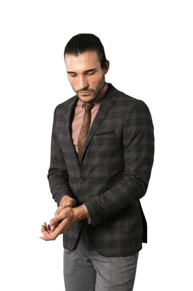 Slimfit Plaid Wool Blazer | Wessi $50 - $100, 3-piece-suit, 34, 4 Drop, Casual, Checked, Daily, Italian, Men's Blazers, Modern Fit, Office, Plaid, Regular, Slim Fit, Slim Fit Blazers OutletBl